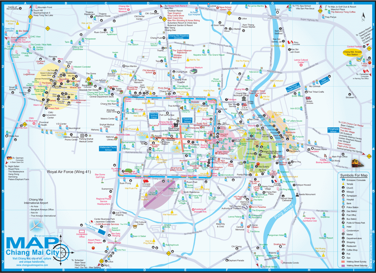 Mapa grande de Chiang Mai - Tailandia - Asia